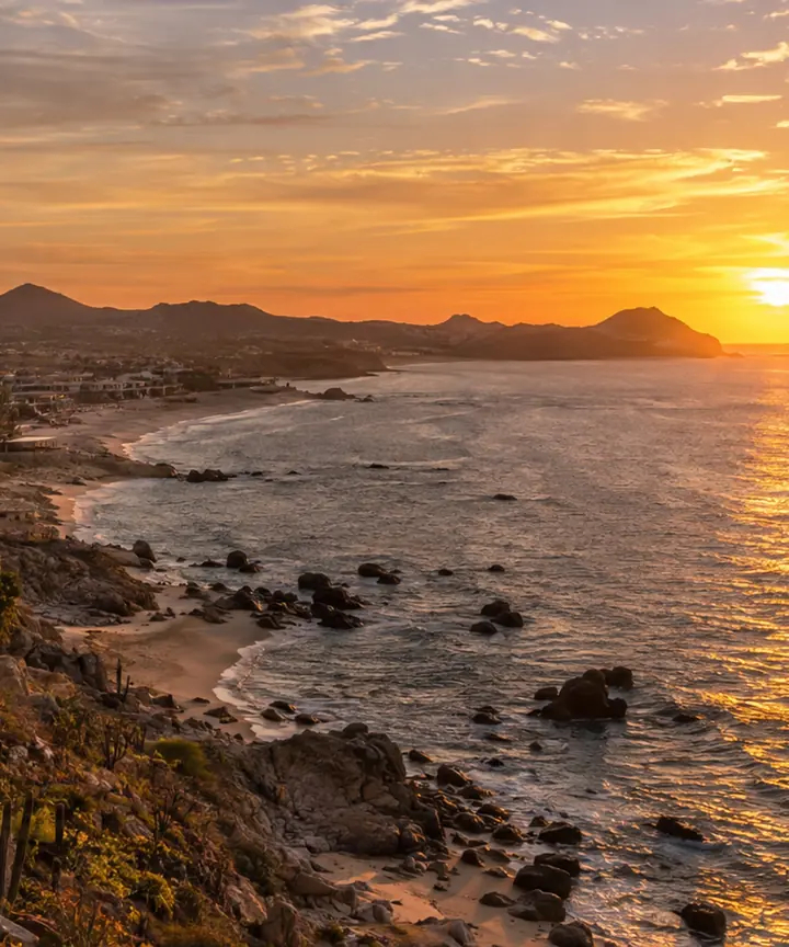 Sunset over the Tourist Corridor coastline between San José and Cabo San Lucas